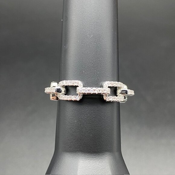 Elegant Silver Link Luxury Inspired Ring - Picture 2 of 4
